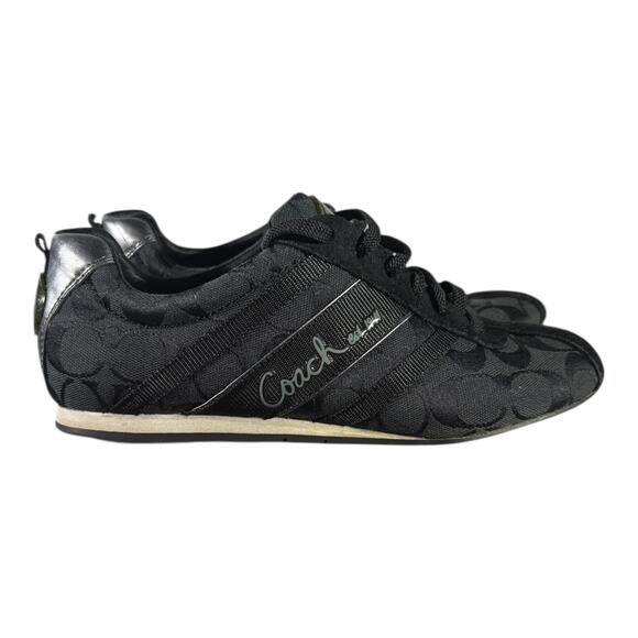 Coach Shoes - Coach Henrietta Signature C Monogram Sneakers Black Jacquard Leather Women’s 8B